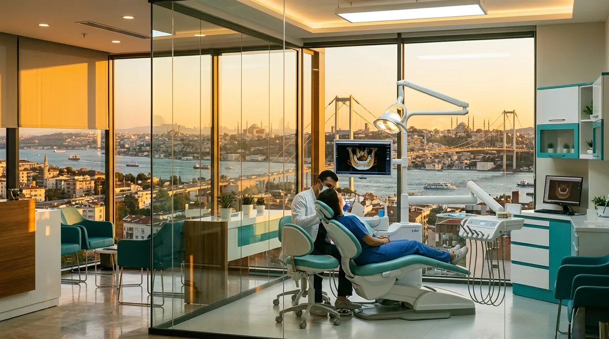 современная стоматологическая клиника в Стамбуле с панорамным видом — All-on-4 имплантация Турция 2026