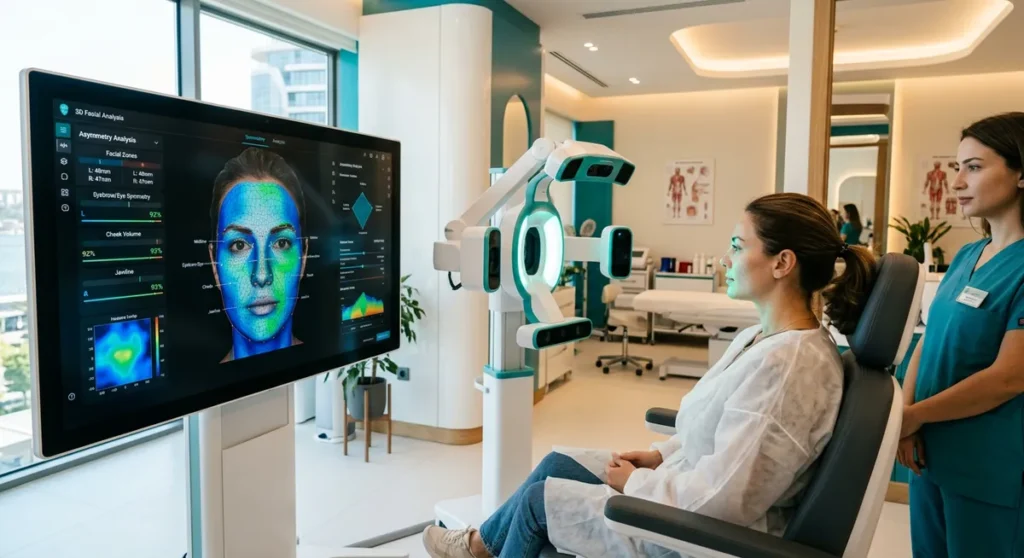 3D facial analysis scanning at aesthetic clinic