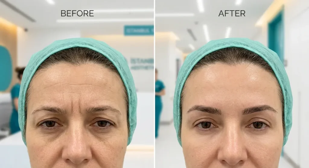 Forehead lift brow elevation procedure in Turkey