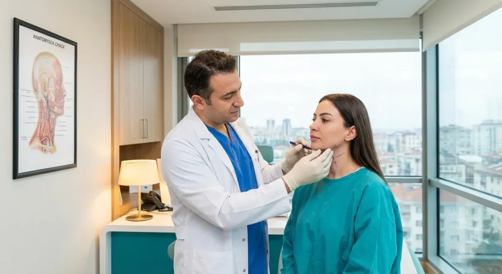 Neck lift surgery procedure at Turkish clinic