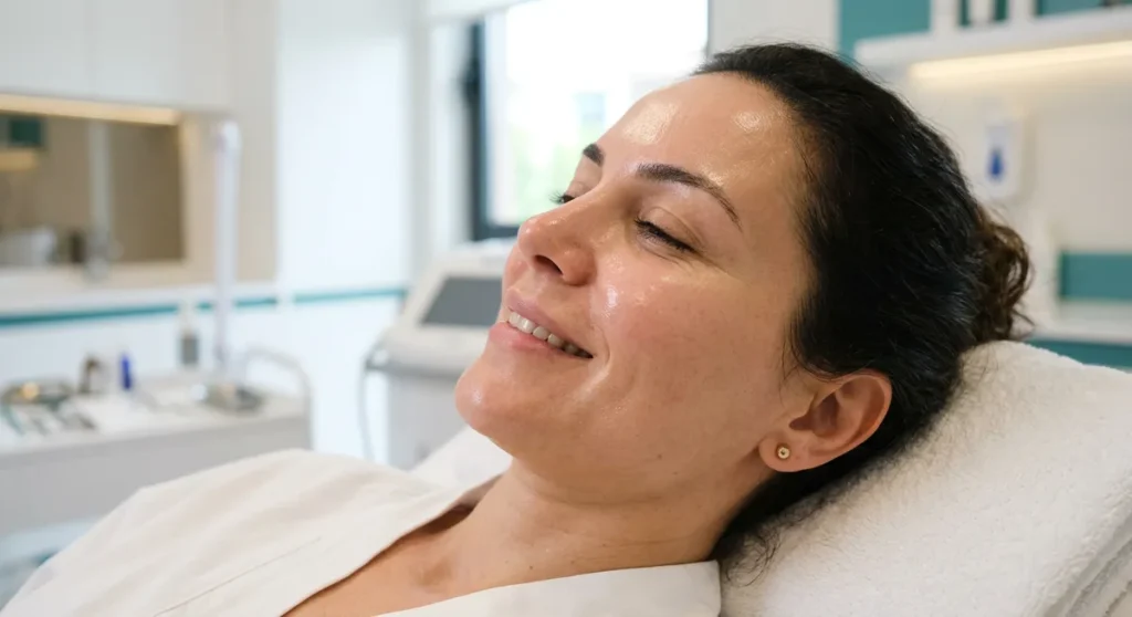 Facial skin rejuvenation procedure session