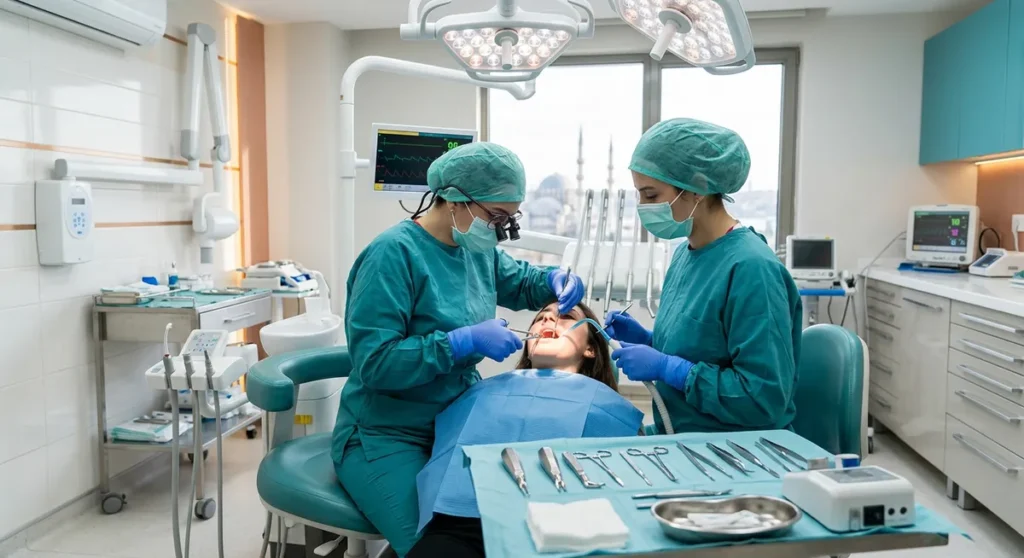 Tooth extraction procedure at Istanbul dental clinic