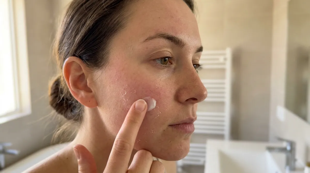 Realistic CO2 laser skin peeling on day four of healing